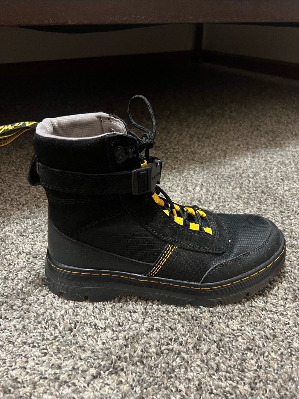 Dr. Martens Women’s Black and Yellow Lace-Up Combat Boots - Picture 7 of 15